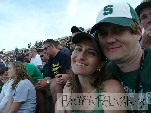 Jessica and Dan in the bleachers of MSU at ND 2009