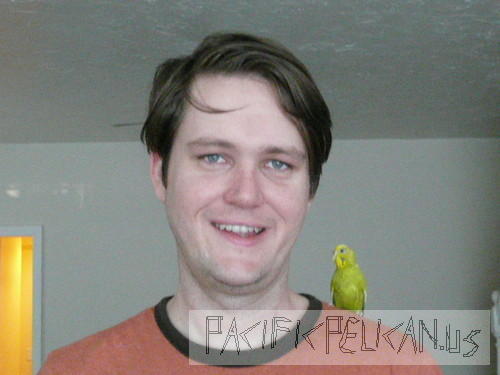 Dan with Ava the parakeet